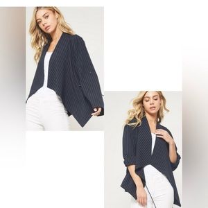 Pinstripe Draped Drawstring Blazer S